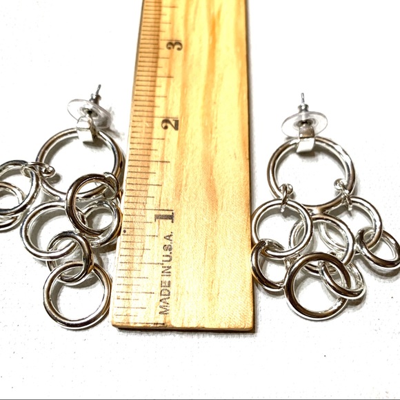 Vintage dangle earrings circles rings pierced - Picture 5 of 6